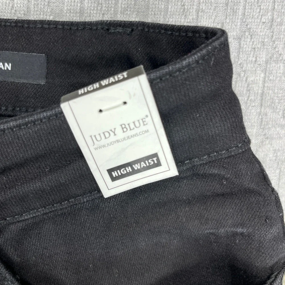 New Judy Blue Jeans Women 16W Black High Waist Crossover Fly Straight Leg‎